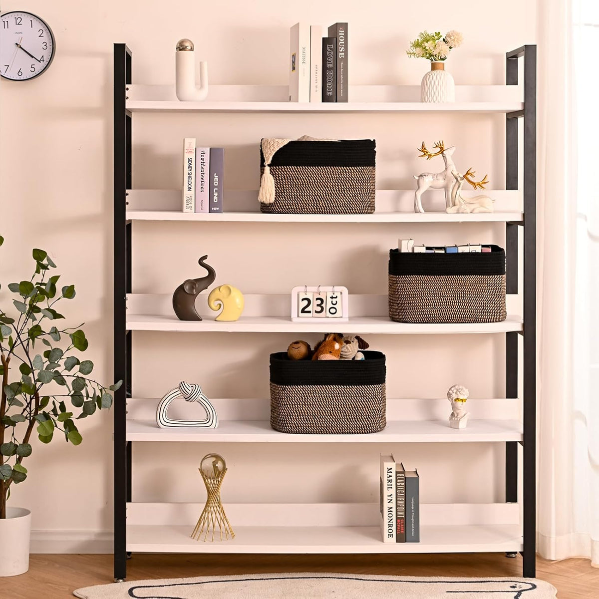 Storage Baskets for Organizing Shelves, Toy Basket for Kid's Room, Woven Cotton Rope Basket for