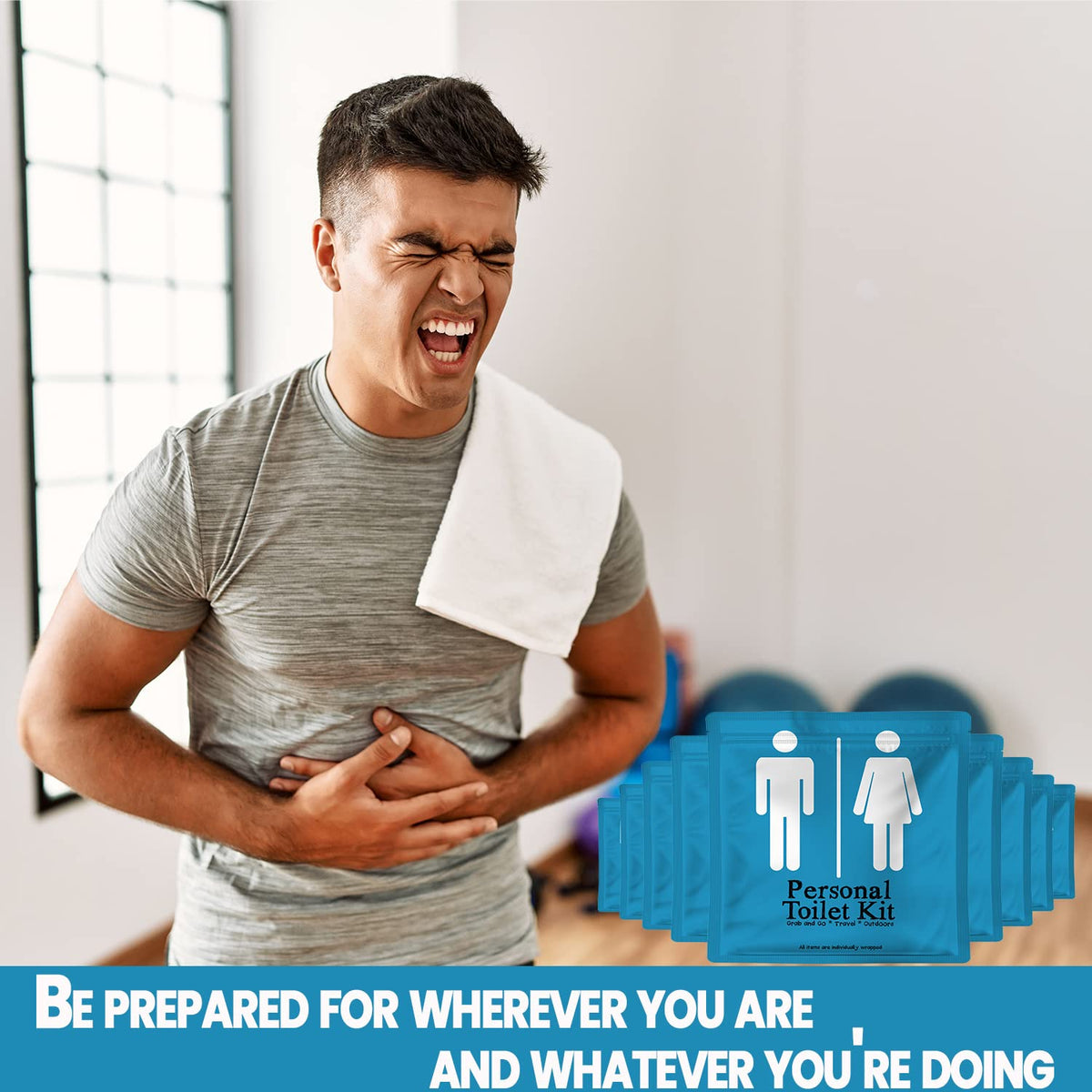 Personal Toilet Kit To Go – 10 Pack | Disposable Public Restroom Kit | Individually Wrapped for