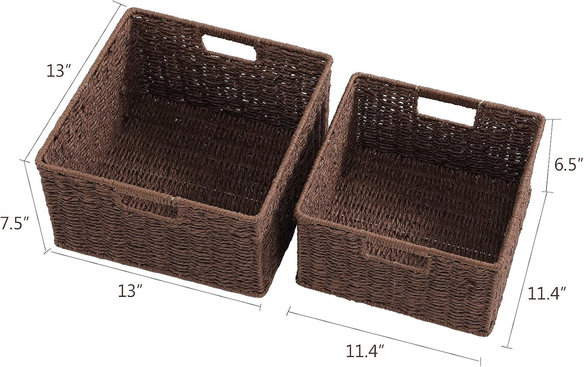 HOONEX Storage Baskets for Organizing, Decorative Round Paper Rope Woven Baskets for Storage with