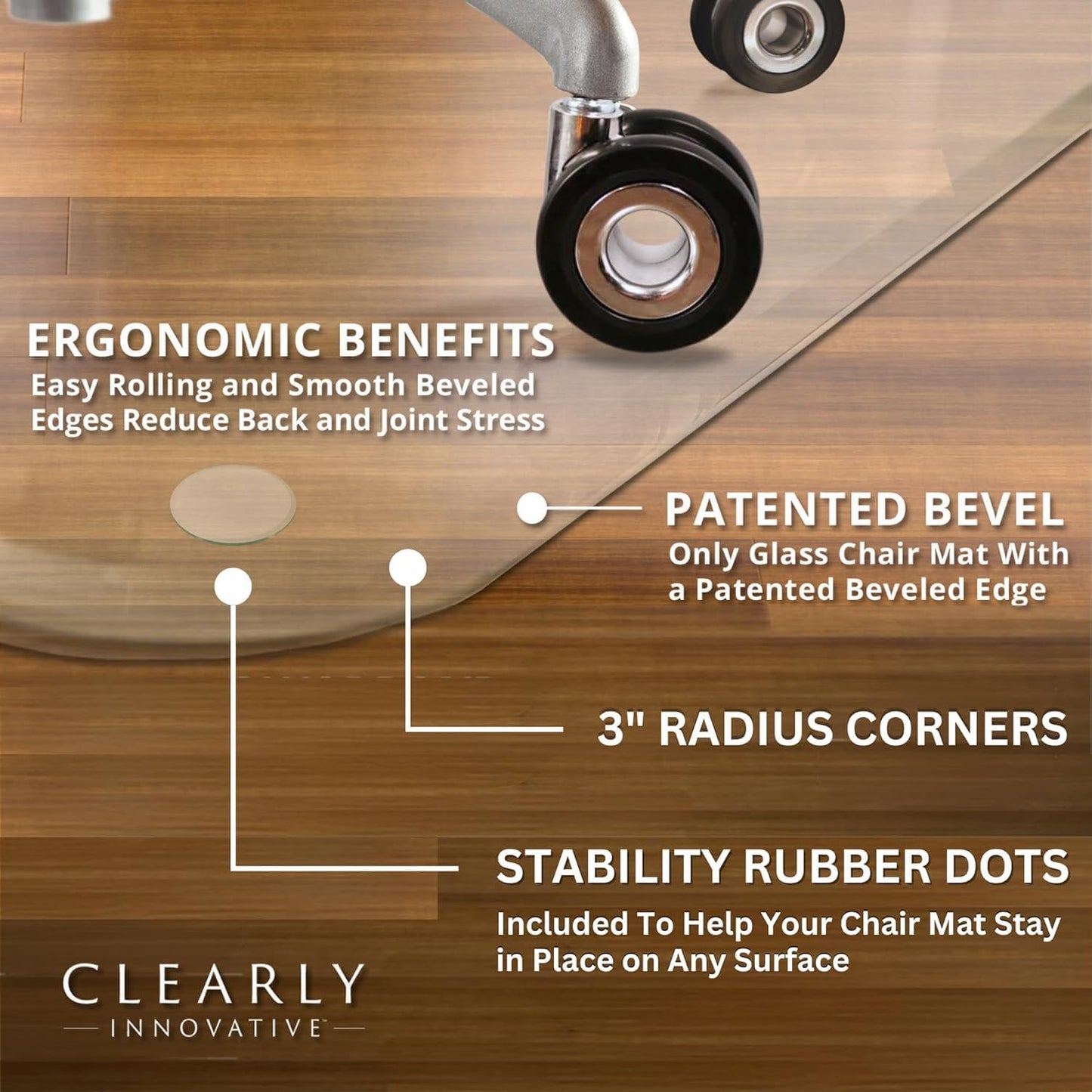 Exclusive Beveled Edge Glass Chair Mat for a Smooth Glide and Easy Roll On/Off by Clearly
