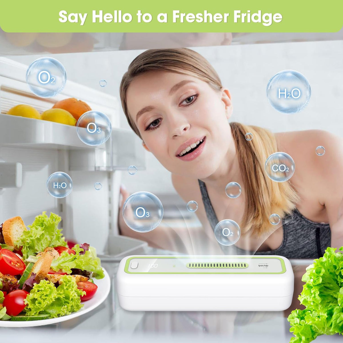 Mini USB Fridge Deodorizer with LED Display - Rechargeable and Reusable Odor Eliminator Absorber