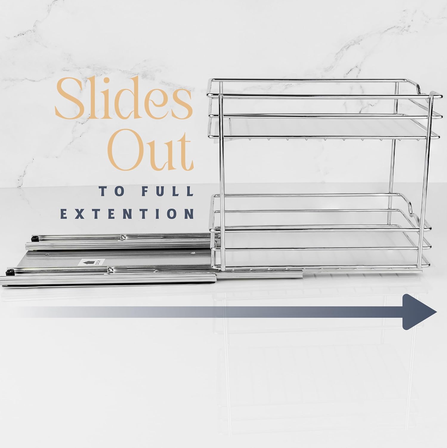 Pull Out Cabinet Organizer for Spices, Cans - Heavy Duty with Lifetime Limited Warranty- Pull Out