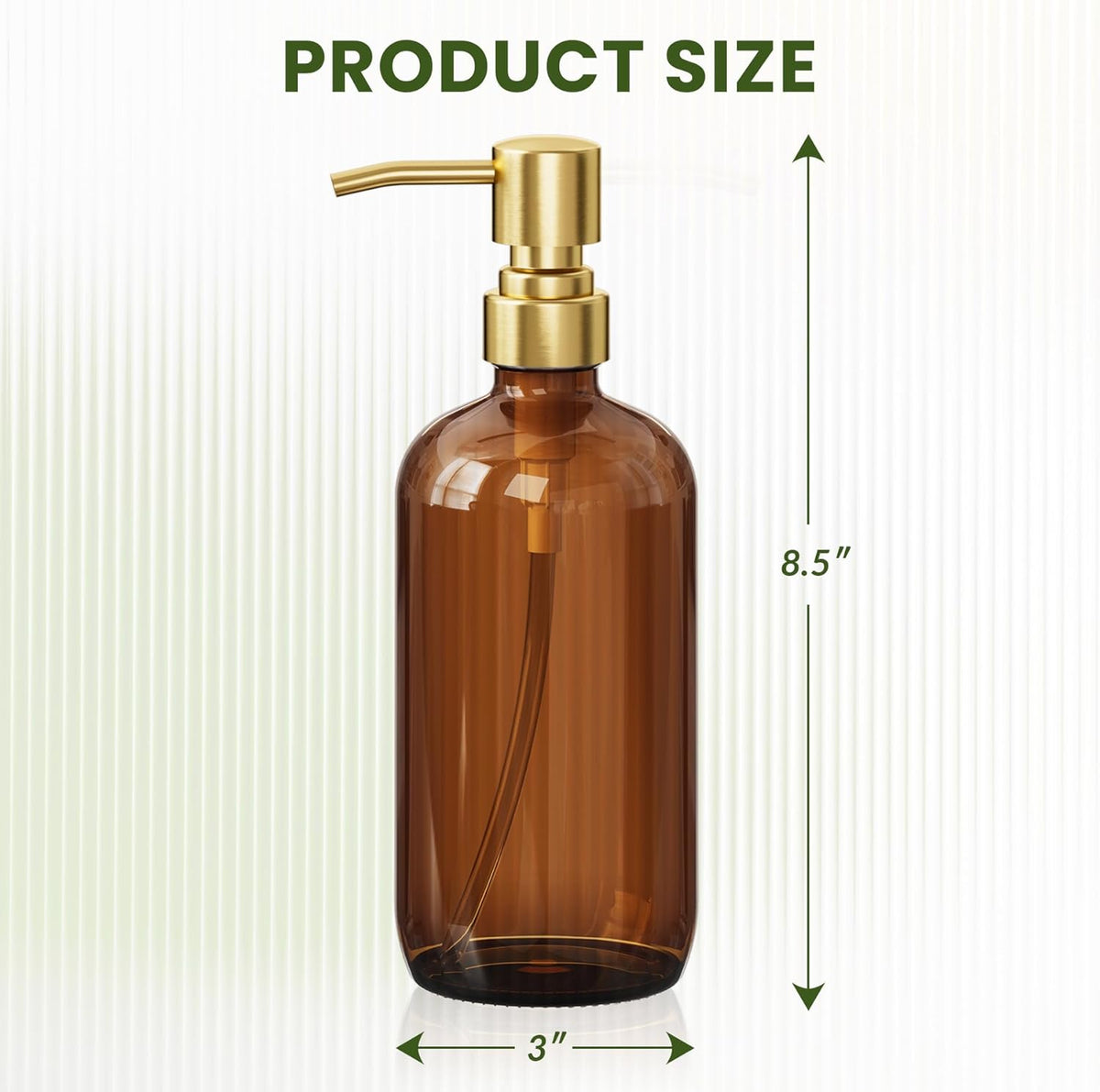 AmazerBath Amber Glass Soap Dispenser, 2 Pack Vintage Brown Bottle with Stainless Steel Pump,17 Oz
