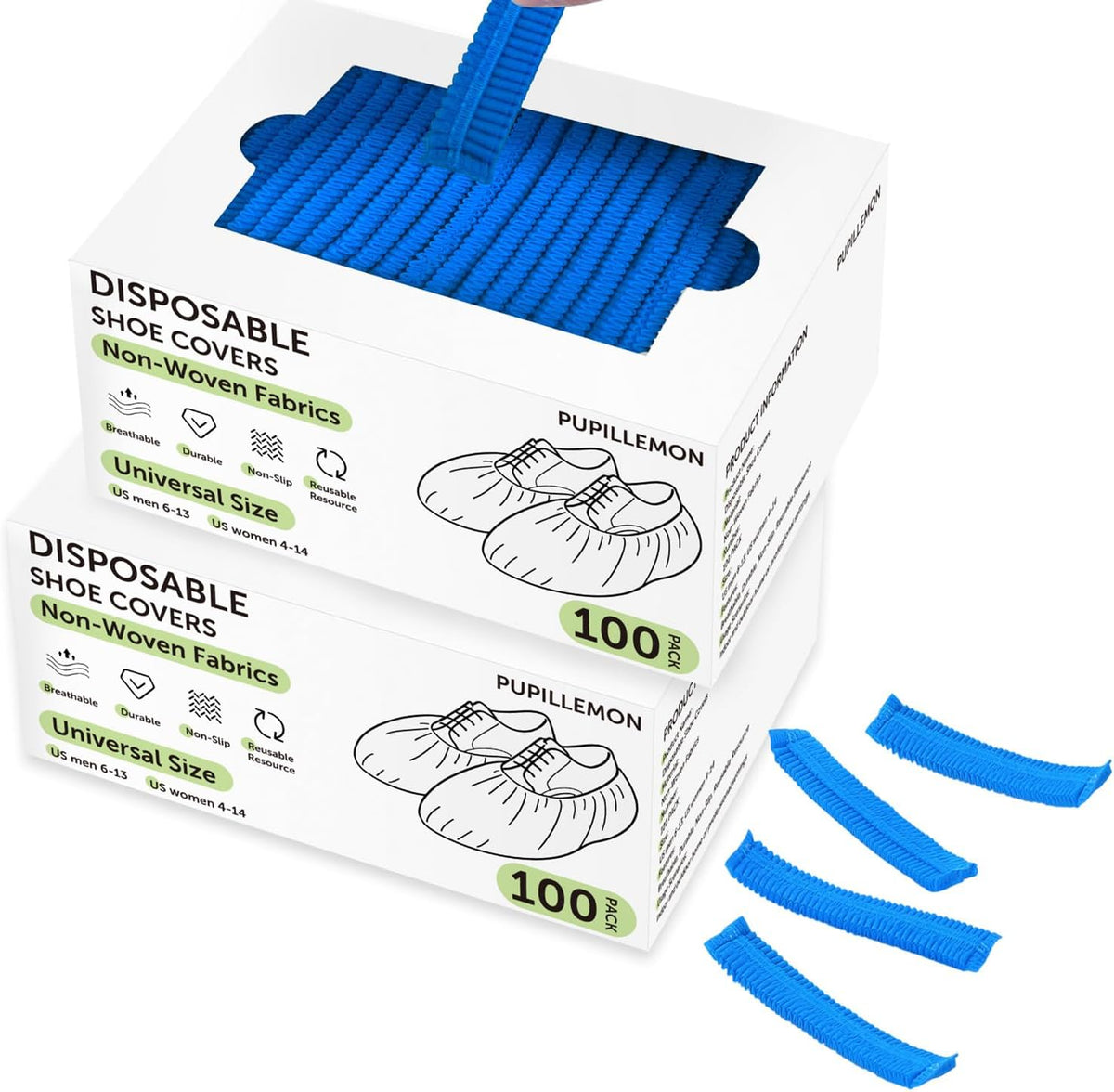 200Pcs(100 Pairs) Non-Woven Shoe Covers Disposable Non Slip for Indoors, Breathable | Durable |