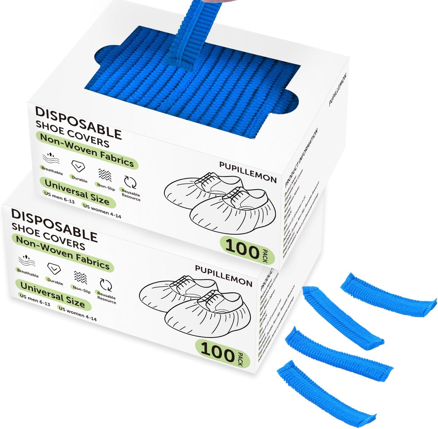 200Pcs(100 Pairs) Non-Woven Shoe Covers Disposable Non Slip for Indoors, Breathable | Durable |