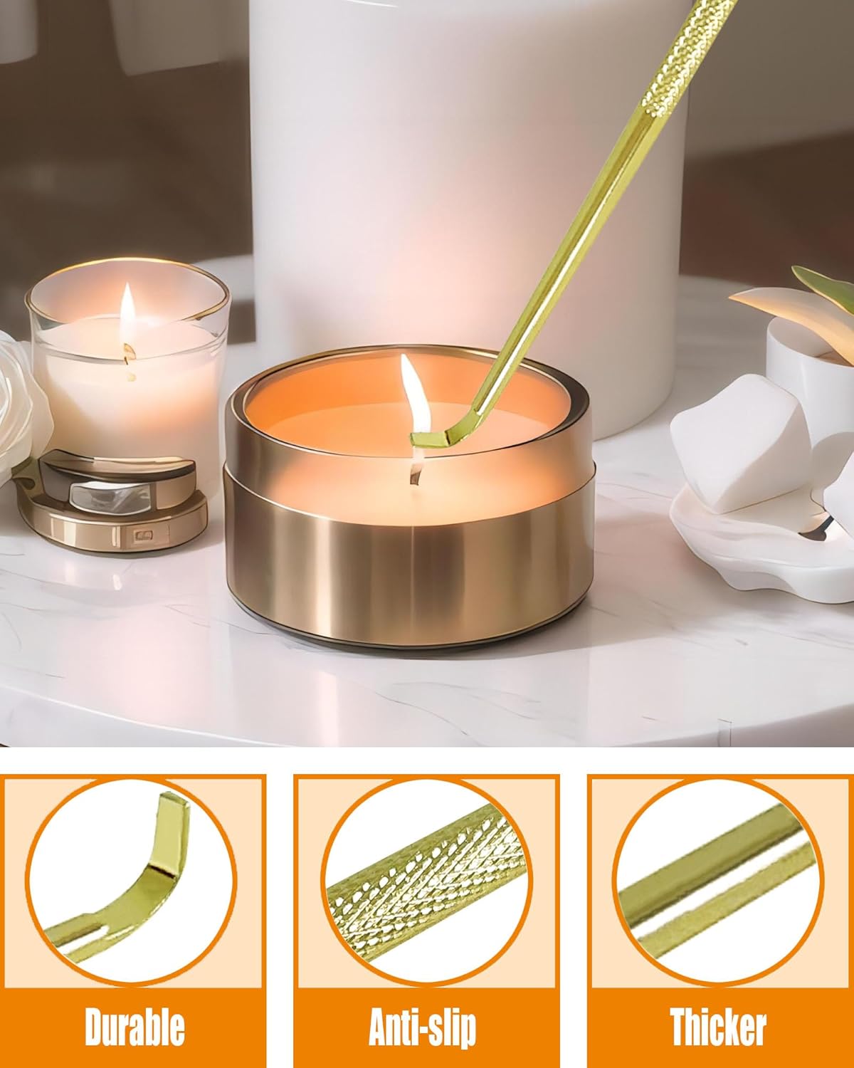 4 in1 Candle Accessory Set with Rechargeable Candle Lighter, Candle Wick Trimmer, Candle Wick
