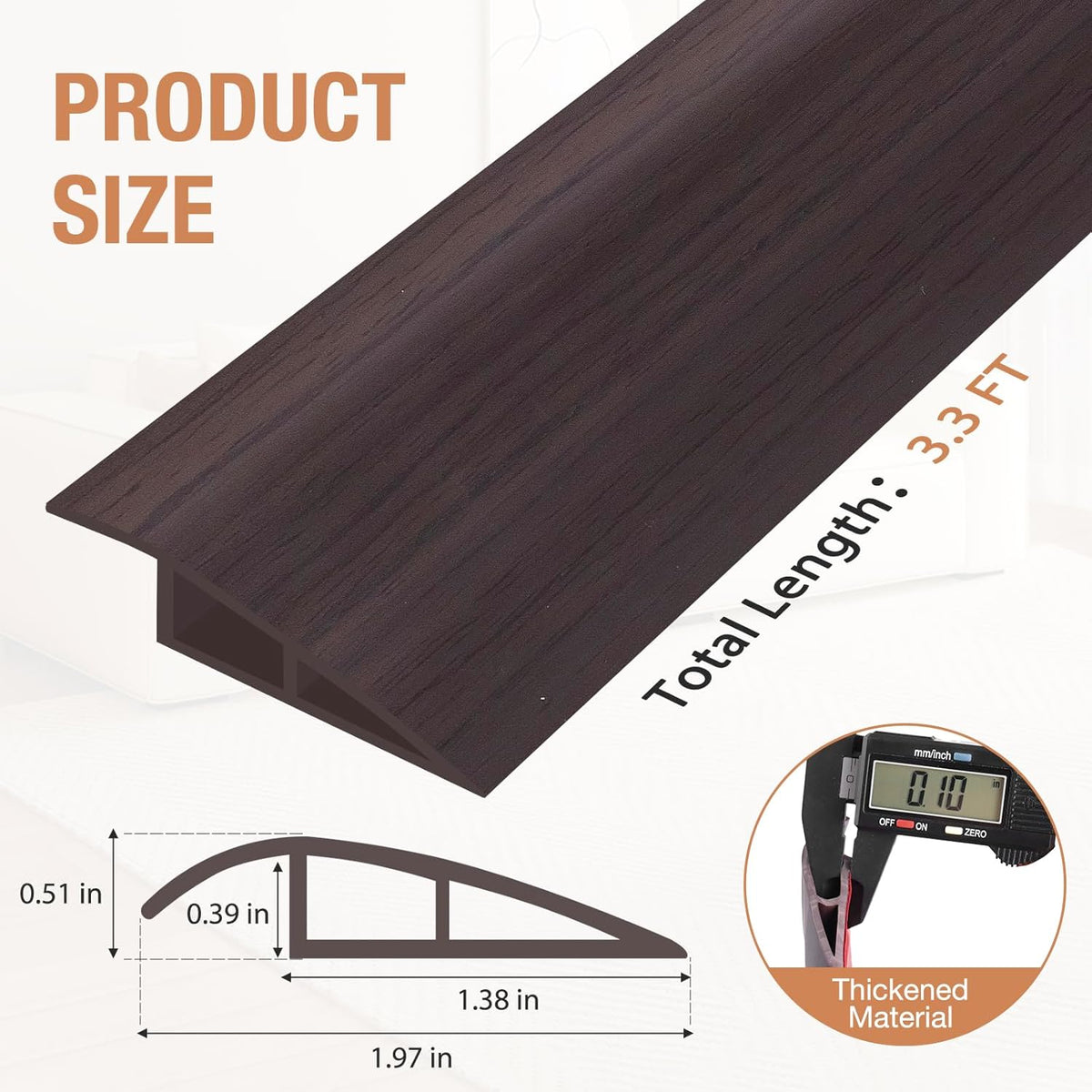 Floor Transition Strip Self Adhesive Vinyl Door Threshold for Doorways Carpet Edging Trim Overlap