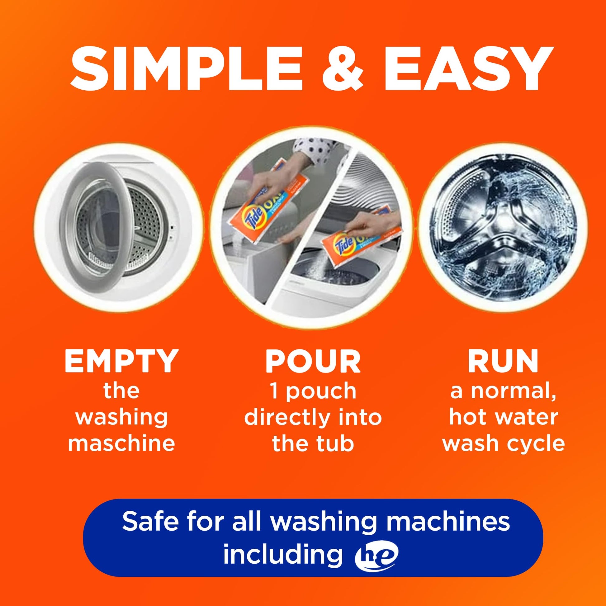 Tide Pet Washing Machine Cleaner 52 Week Supply with Oxi for Front and Top Loader Washer Machines