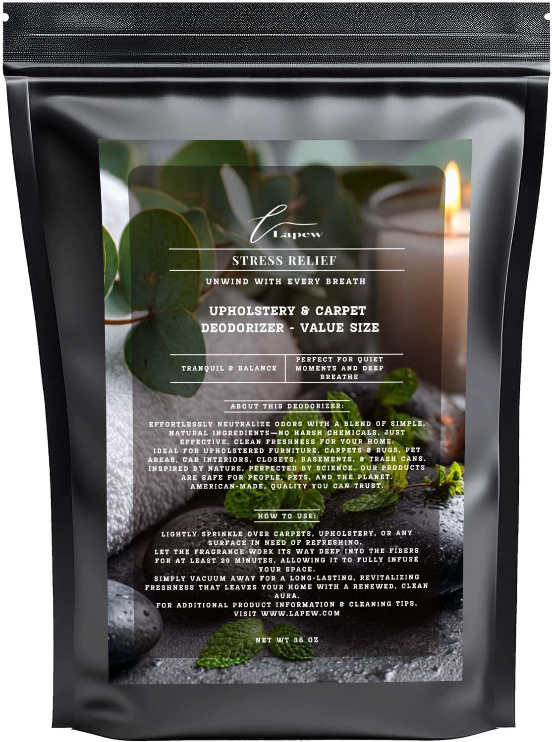 Stress Relief Carpet Freshener Powder Refill 36 oz | Powerful Odor Eliminator for Home | Upholstery