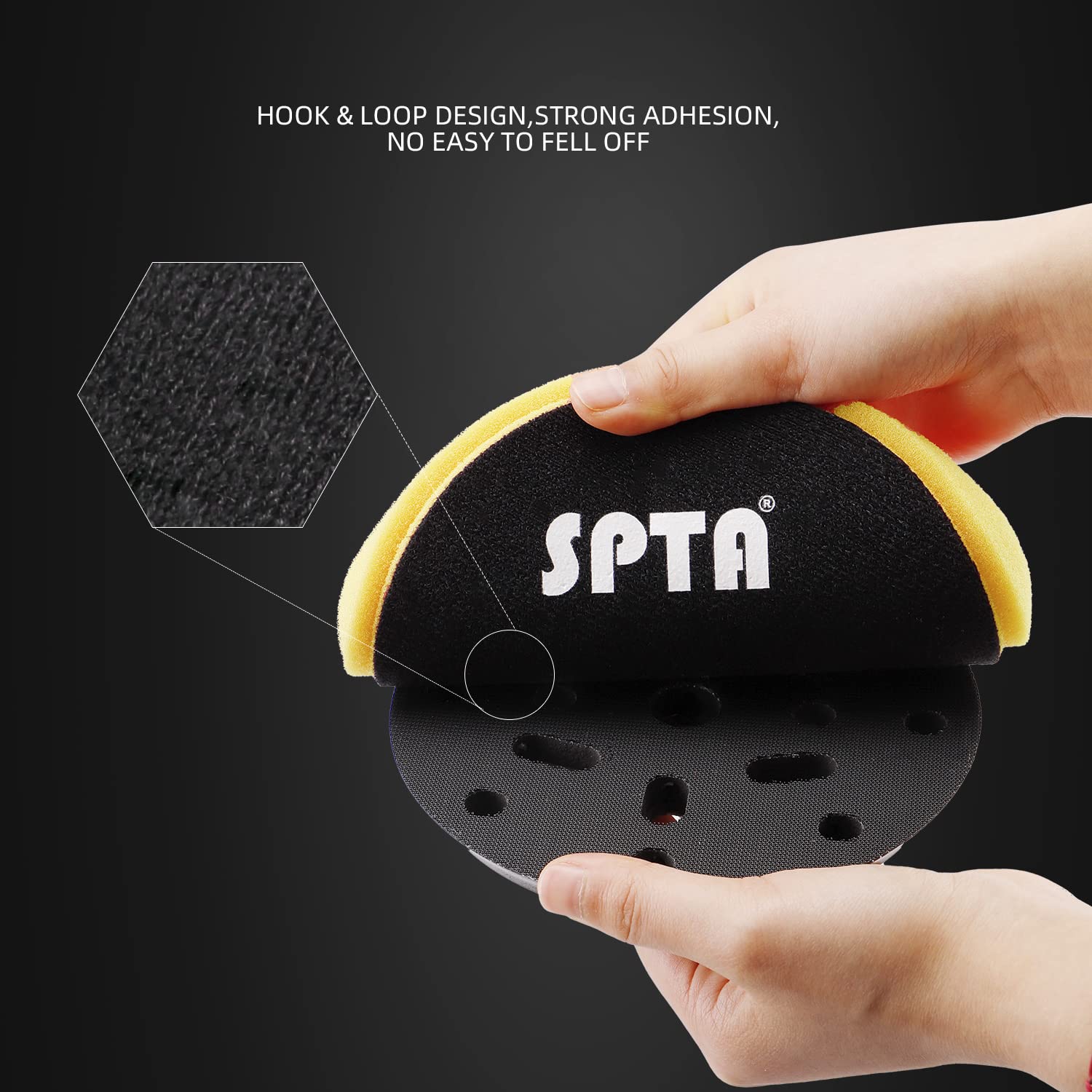 Yellow Medium Cut Pad, Buffing Polishing Pads, SPTA 3Pcs 6.5 Inch Face for 6 Inch 150mm Backing