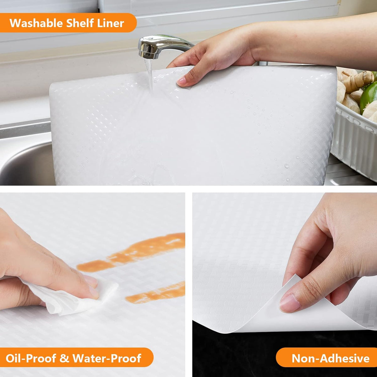 Shelf Liner for Kitchen Cabinets White Liner Waterproof & Oil-Proof Refrigerator Liners Cupboard