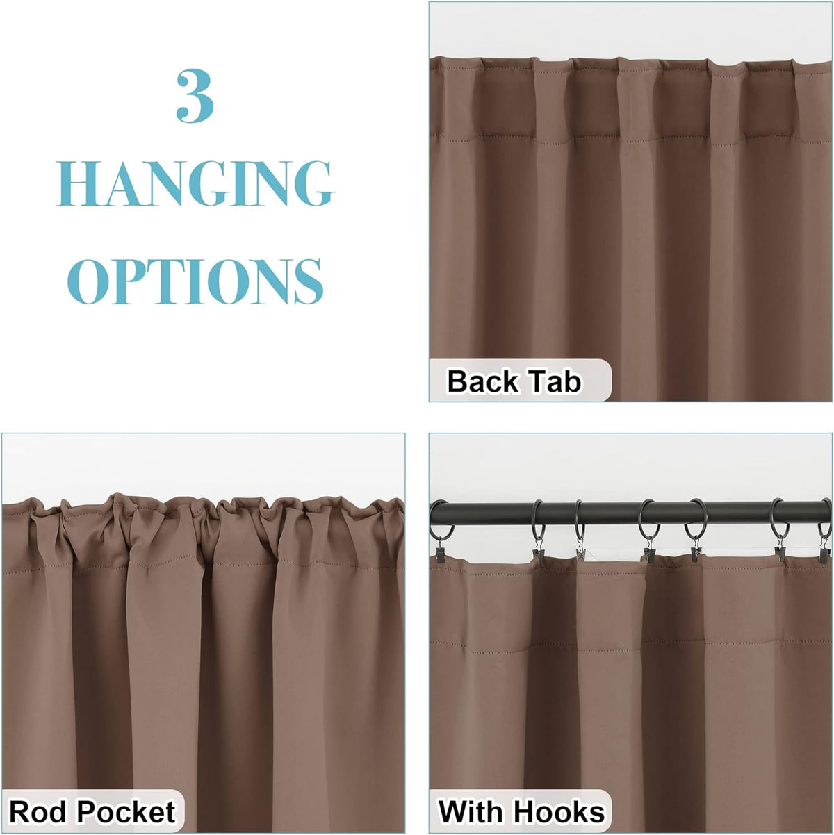 RYB HOME Decorative Curtain Drapes for Coffee, Blackout Window Panels Thermal Insulated Shades