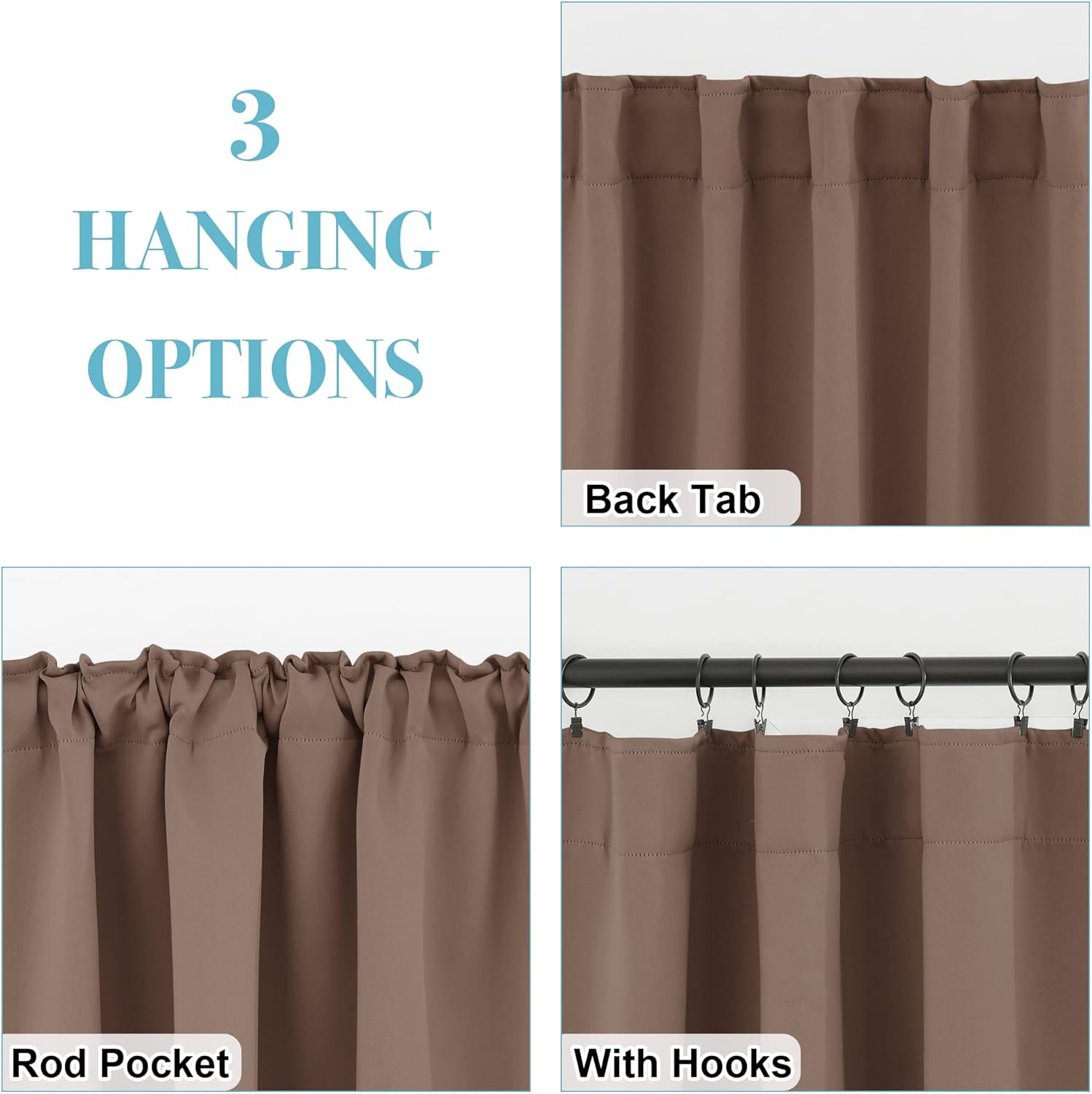 RYB HOME Kitchen Window Curtains - Blackout Privacy Half Window Curtains for Bedroom Bathroom