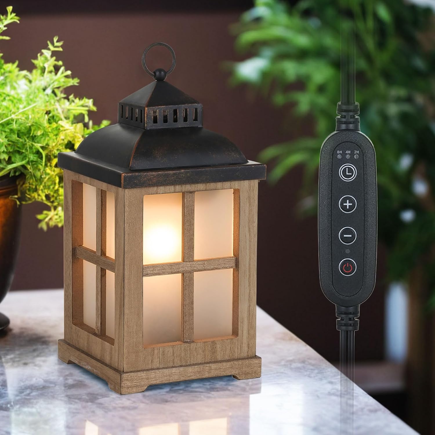 Wax Melt Warmer with Timer: Farmhouse Lantern Candle Warmer Electric Tart Burner with Lid for