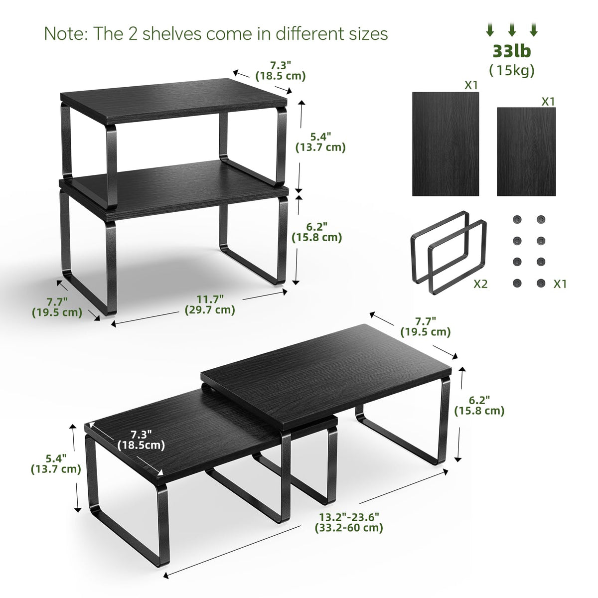 Simple Trending Cabinet Organizer Shelf, Set of 2 Stackable Kitchen Counter Shelves, Expandable