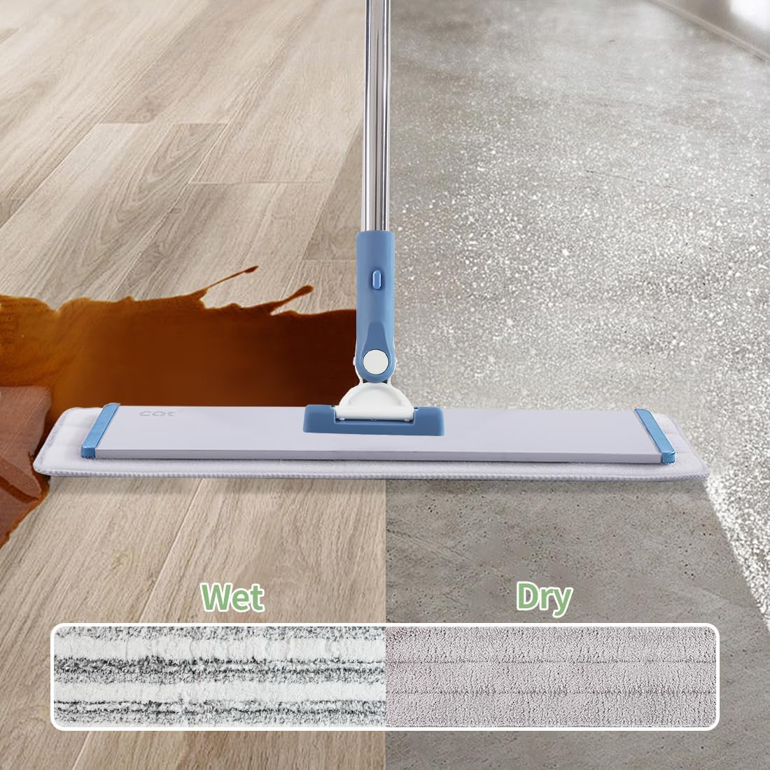 CQT Commercial Flat Microfiber Floor Mop Cleaning System 18" Inch Wet Dry and Dust Hardwood with 4