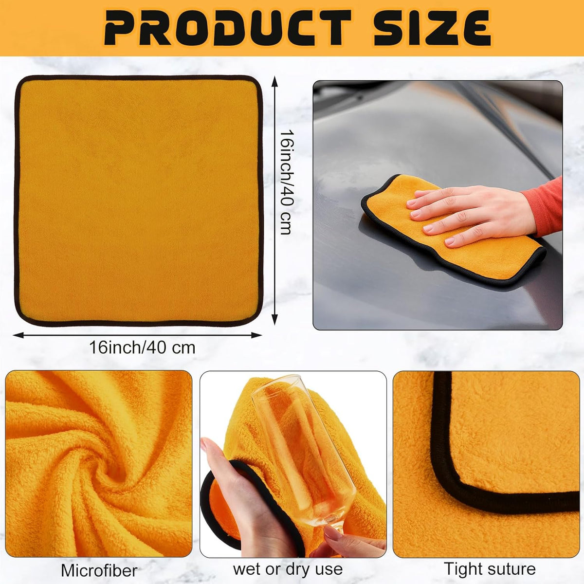 Tallew 12 Pcs Microfiber Towels 16 Inch x 16 Inch Microfiber Cloth Car Drying Towels for Cars