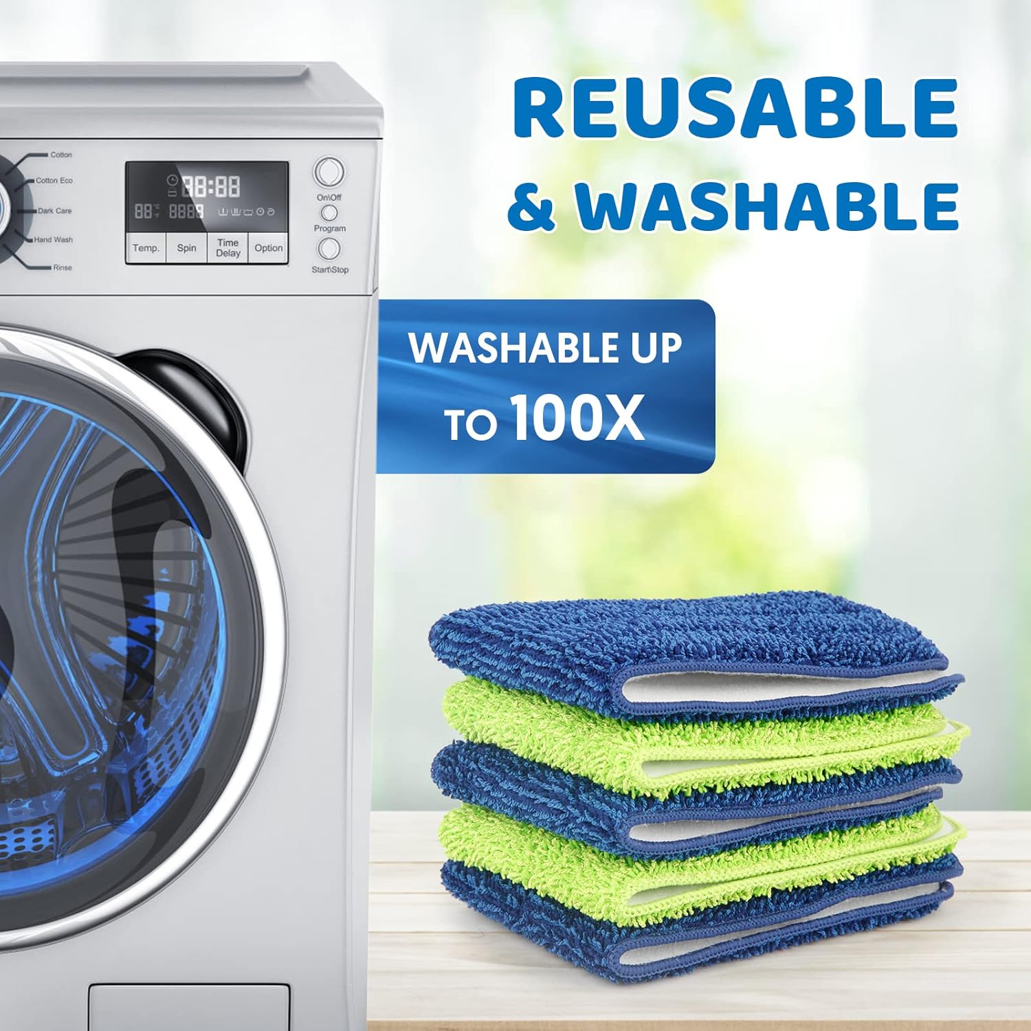 MEXERRIS Spray Wet Mops with 5X Washable Pads for Floor Cleaning, Dust Mops with 2X Bottles