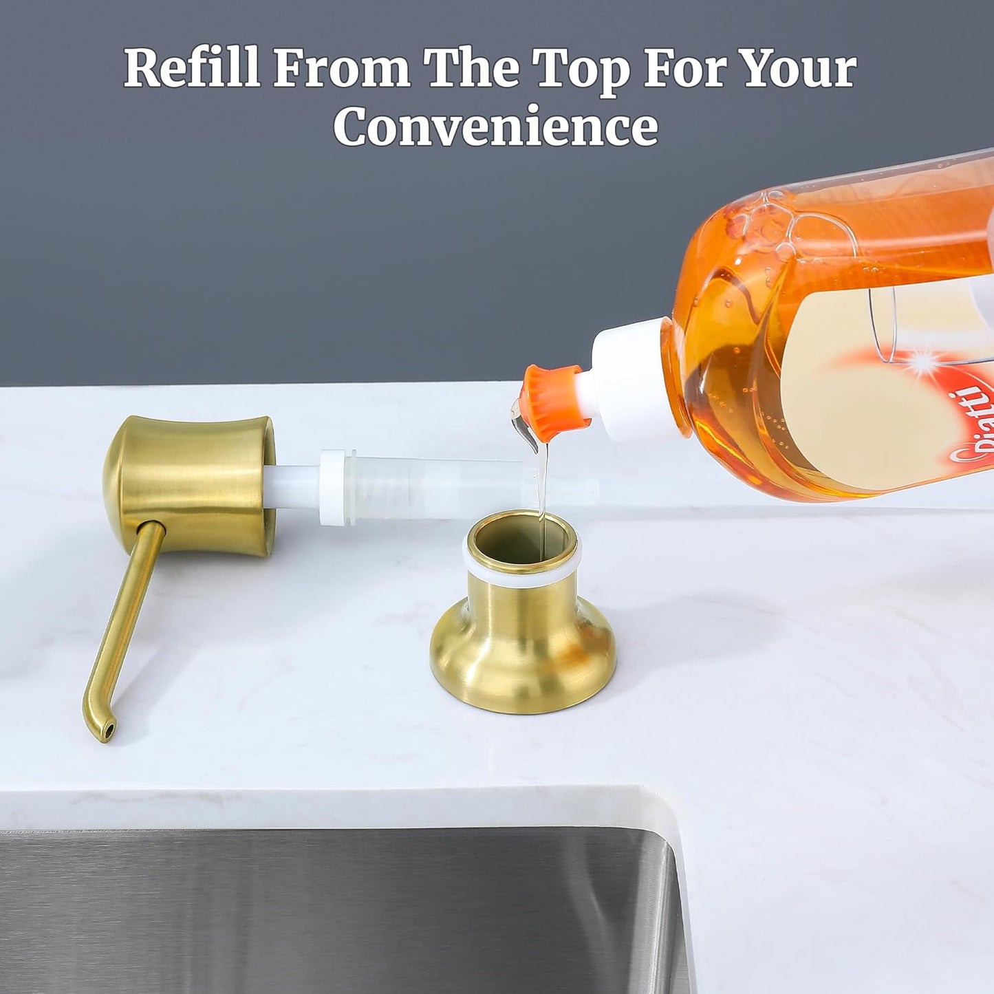 Brushed Gold Sink Soap Dispenser for Kitchen Sink (Gold Brushed),Dish & Hand Liquid Soap