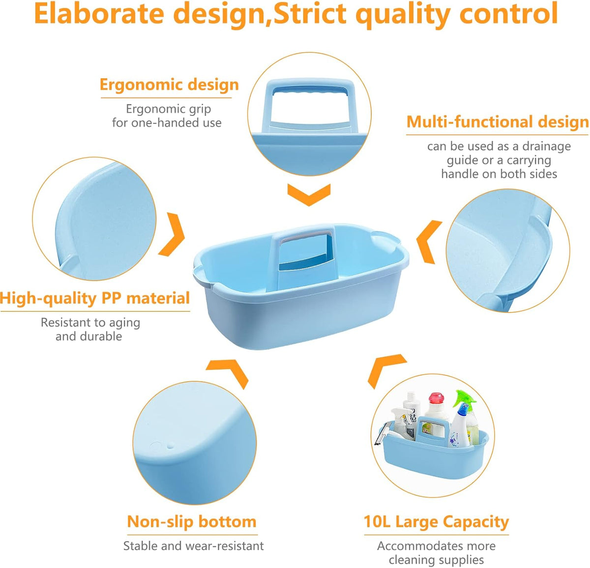 2 Pack Multi-Purpose Plastic Cleaning Caddy with Handle, Shower Caddy Organizer/Storage