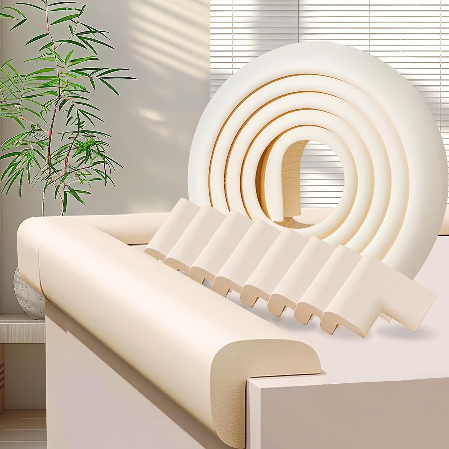Baby Proofing Edge Corner Protector,1Roll L-Shape Soft Cabinet Door Bumper Corner Strip,8 Furniture