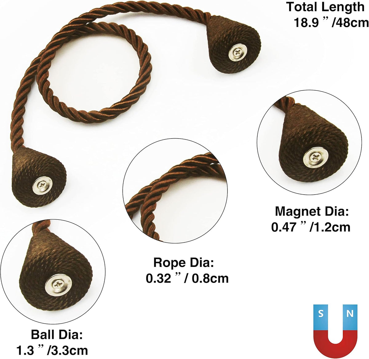6 Pack Magnetic Curtain Tiebacks Rope Modern Handmade Curtain Tie Backs Decorative Drapes Weave