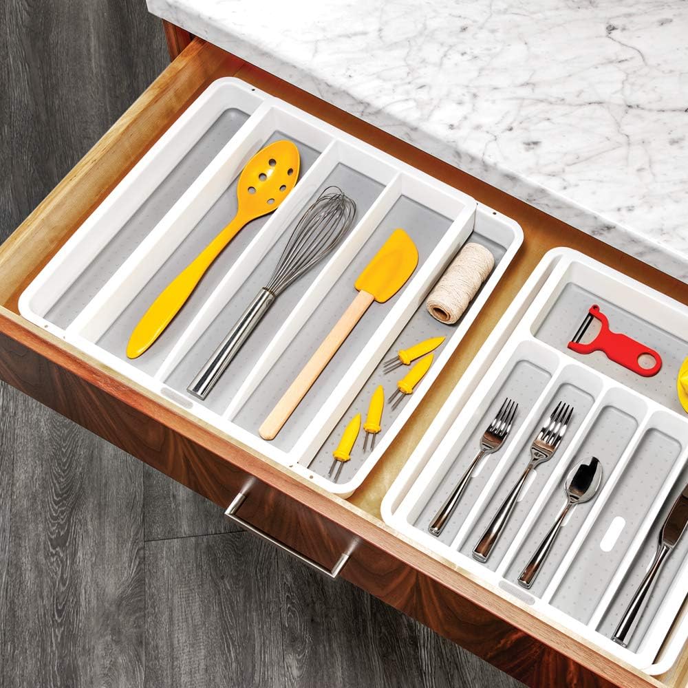 madesmart Expandable Utensil Tray-White | Classic Collection | 5-Compartments | Kitchen Organizer |