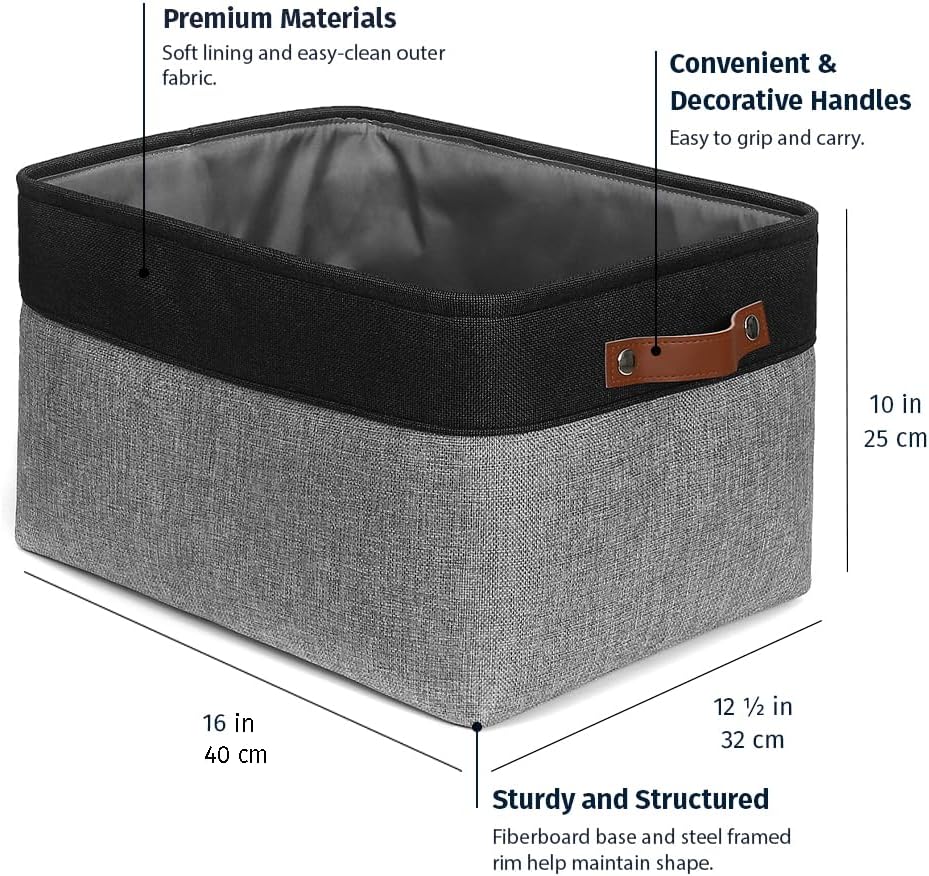 OrganiHaus Extra Large Fabric Storage Bins for Shelves 16x13in, Closet Storage Baskets for Shelf
