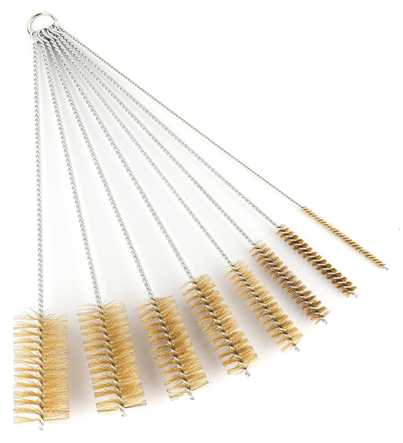 16 Inch Extra Long Pipe Cleaning Brush Set with Brass Bristles, 8 Piece Variety Pack for Auto