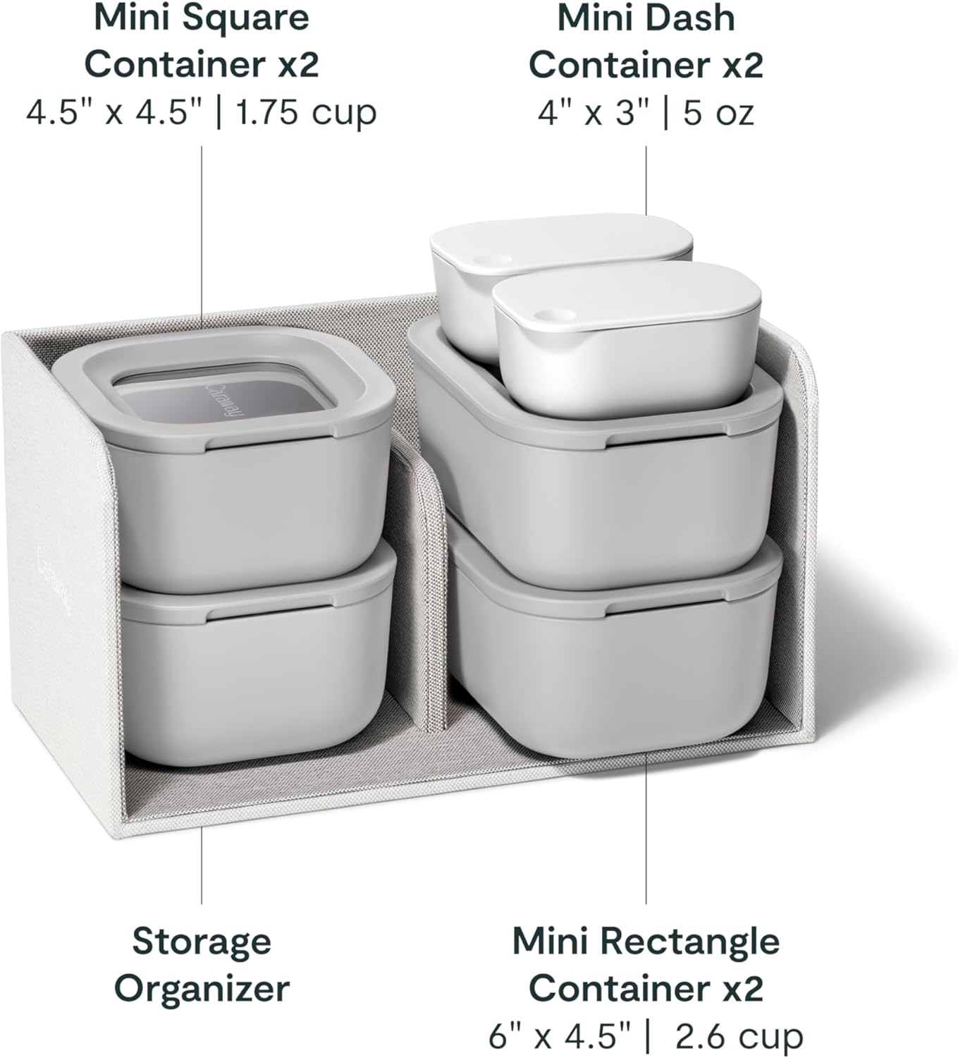 Caraway Mini Food Storage 11pc Set - Glass Storage Containers for Food - Non-Toxic Ceramic-Coated