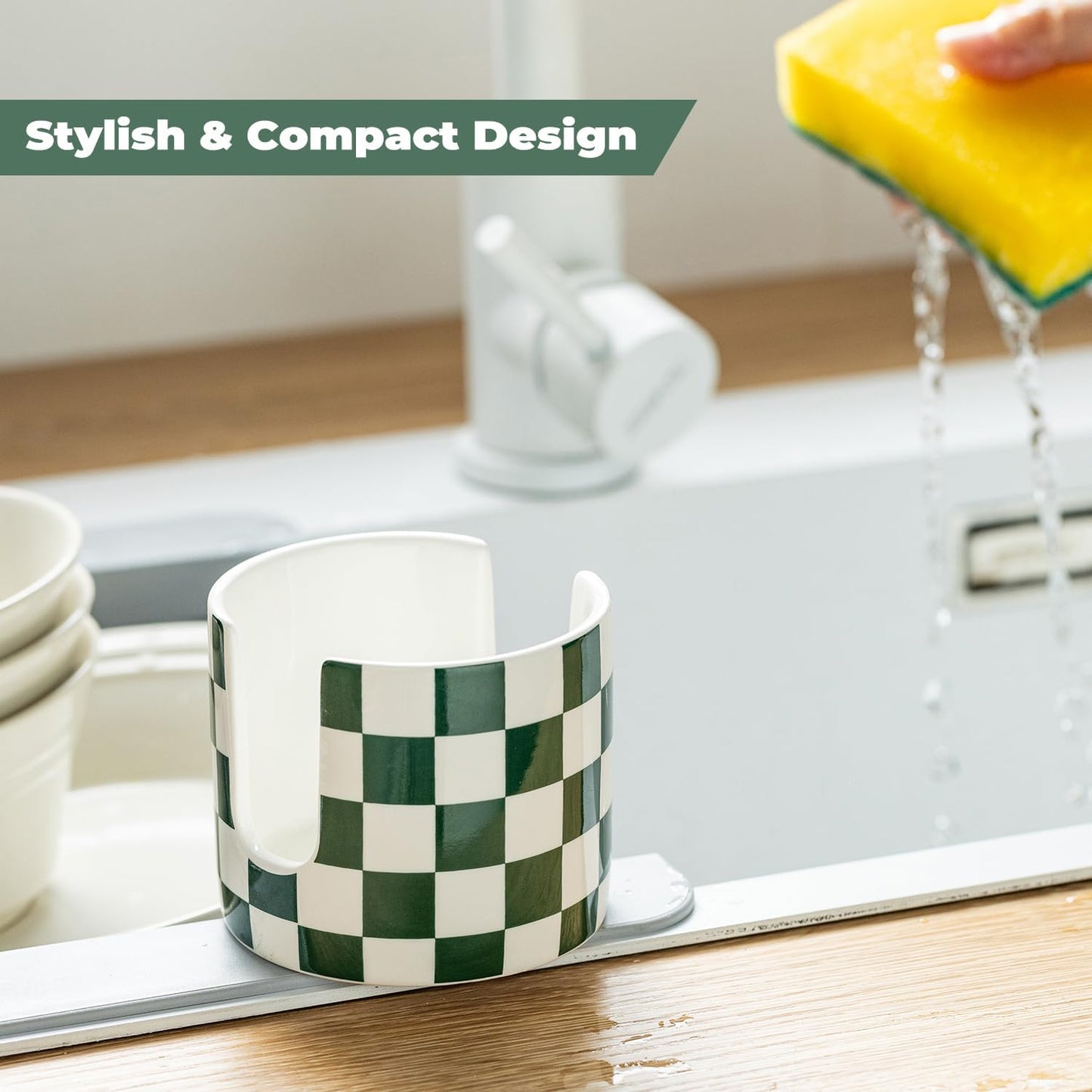 Ceramic Kitchen Sponge Holder, Dish Sponge Holder Suitable for Scrubby Farmhouse Dish Rack Brush