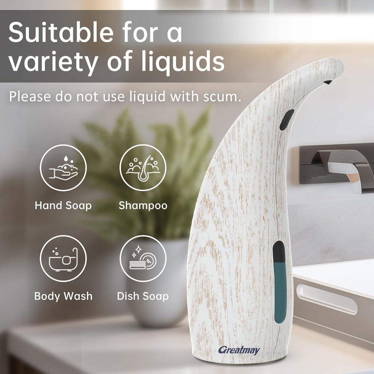Adjustable Automatic Soap Dispenser Touchless, 4 Adjustable Levels Touchless Sensor Liquid Soap