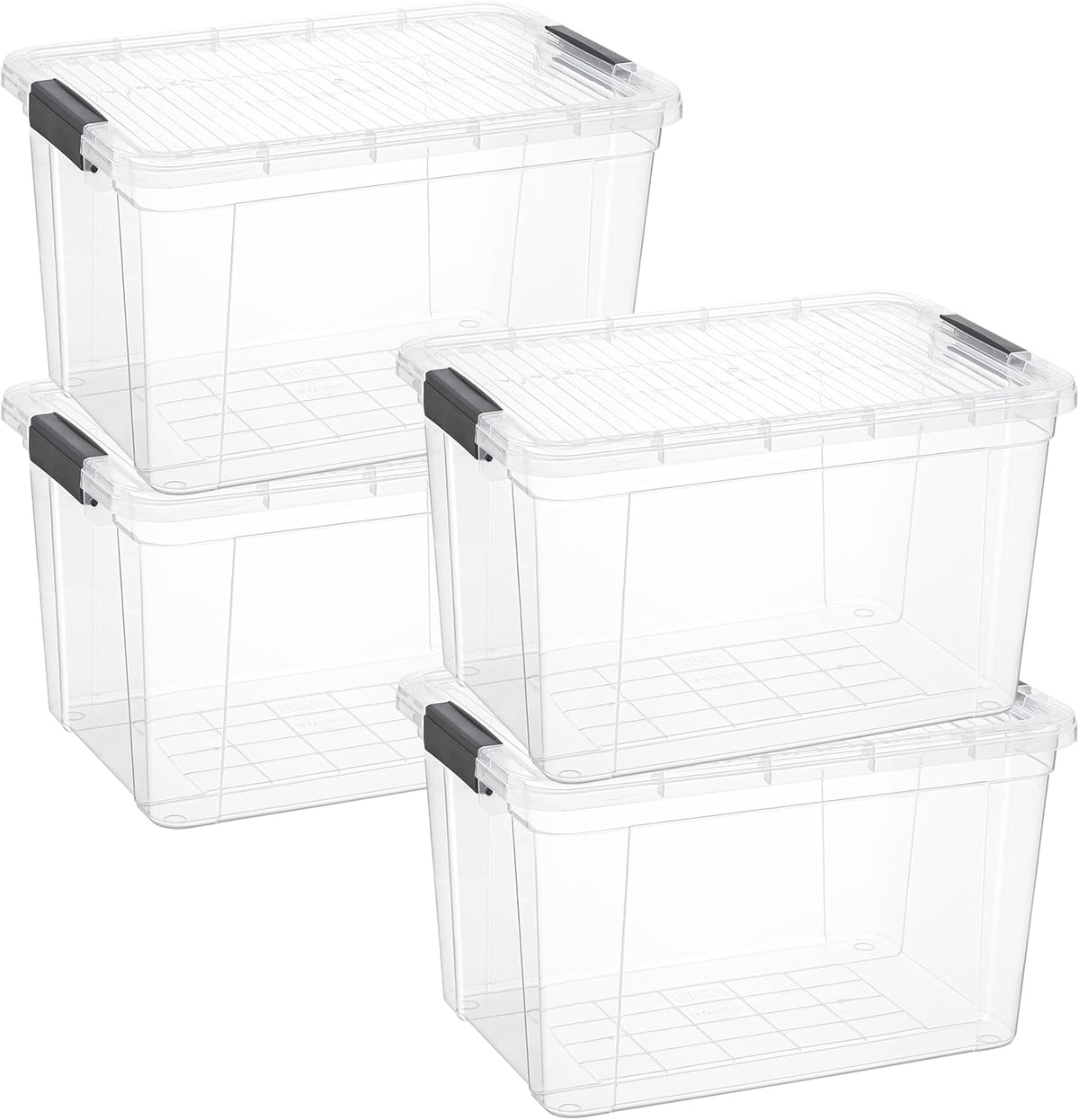 Superio Clear Storage Boxes with Lids, 26.5 Quart Plastic Container Bins for Organizing, Stackable