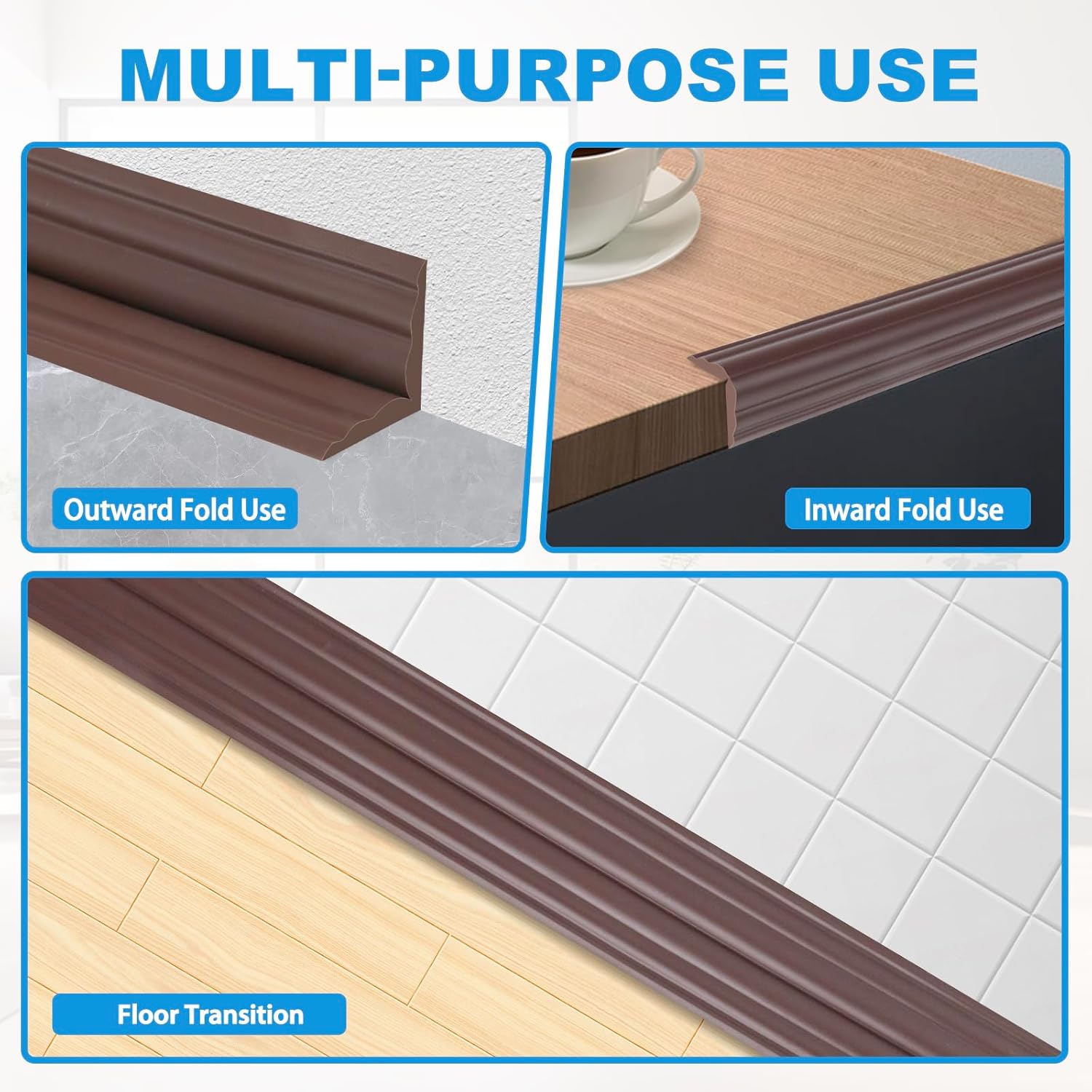 Wall Corner Protector Peel and Stick Corner Trim Molding Flexible Inside & Outside Wall Edge Guard