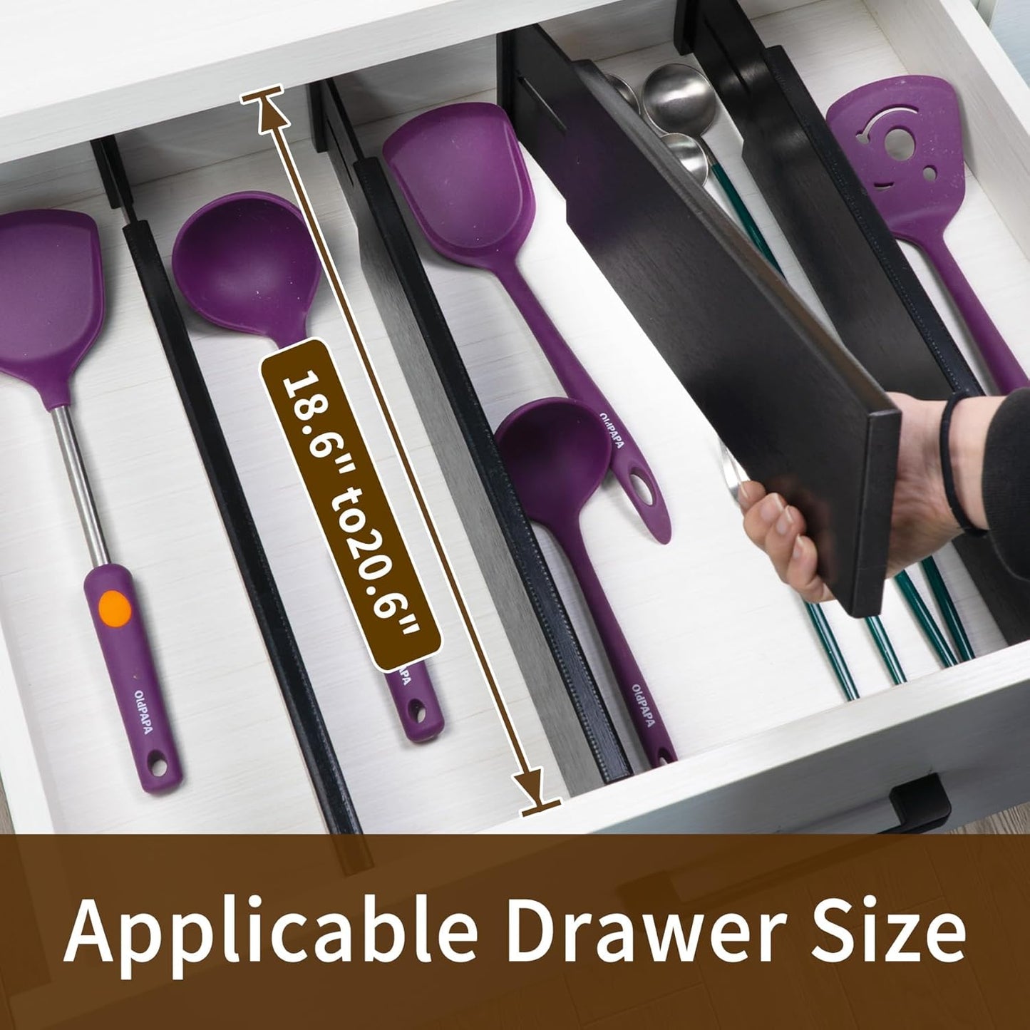 Utoplike Bamboo Drawer Dividers Large, 4'' High Adjustable Kitchen Drawers Organizers for Clothing