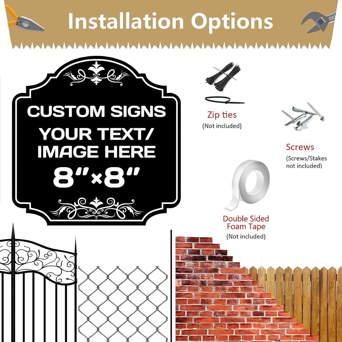 Personalized Aluminum Metal Signs - Weatherproof, Custom Text & Picture, Multiple Sizes, Hazard