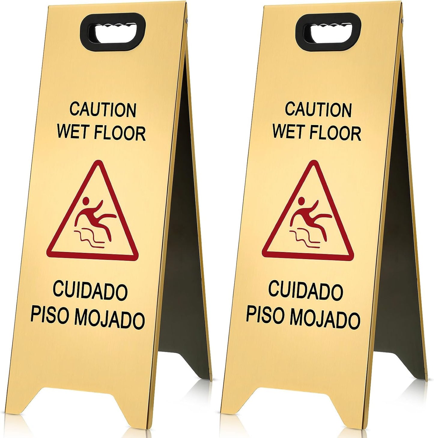 2 Pcs 24 Inch Stainless Steel Wet Floor Sign, Heavy Duty Caution Wet Floor Sign Double Sided