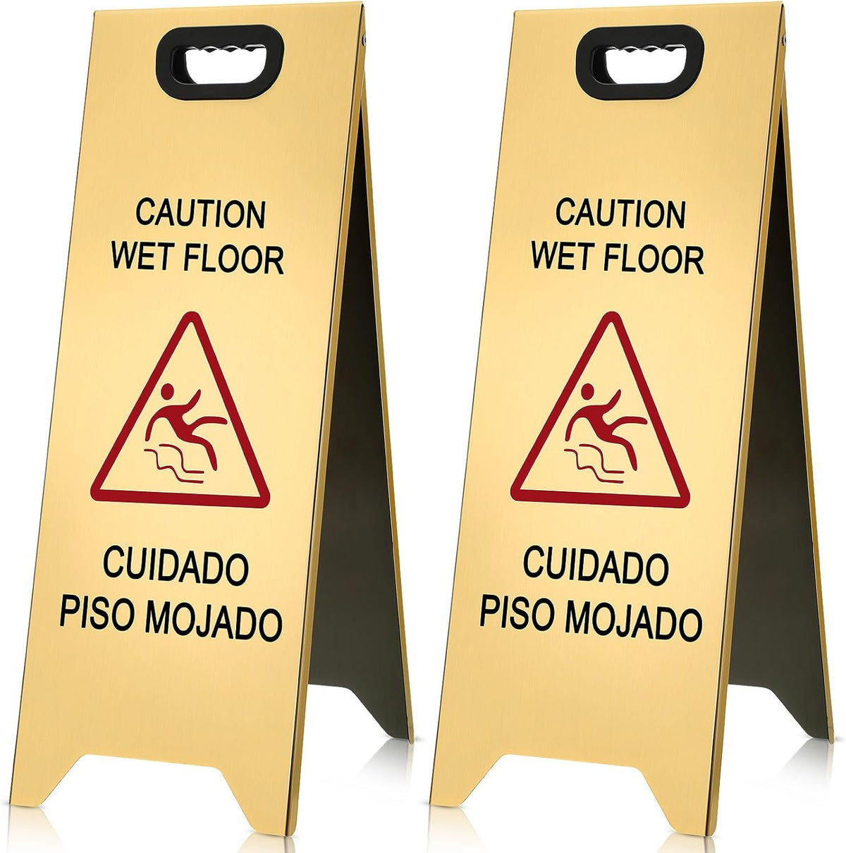 2 Pcs 24 Inch Stainless Steel Wet Floor Sign, Heavy Duty Caution Wet Floor Sign Double Sided