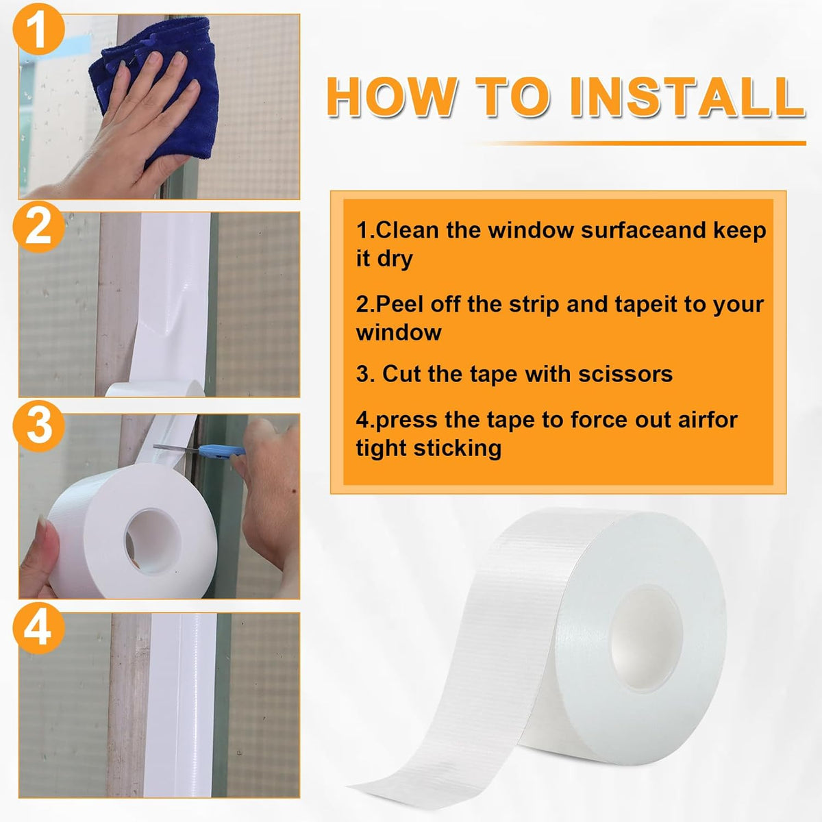 Window Weather Sealing Tape 2 Inch x 90 FT Weather Stripping Residue-Free Window Seal Insulation