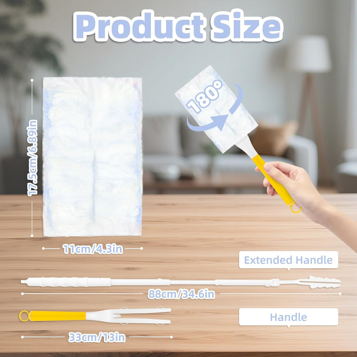 52 Count Disposable Duster Refills for Cleaning, 180° Dusters Refills Compatible with Swiffer