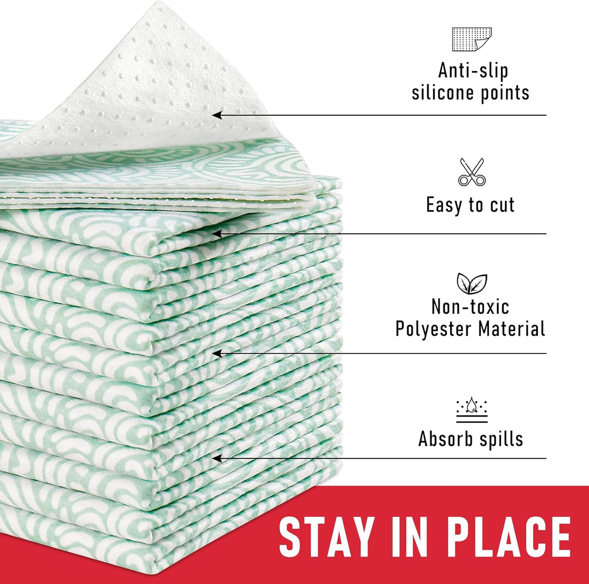 Cooyes Refrigerator Shelf Liners, Drawer Liners for Kitchen Cabinets, Absorbent Fridge Mats with