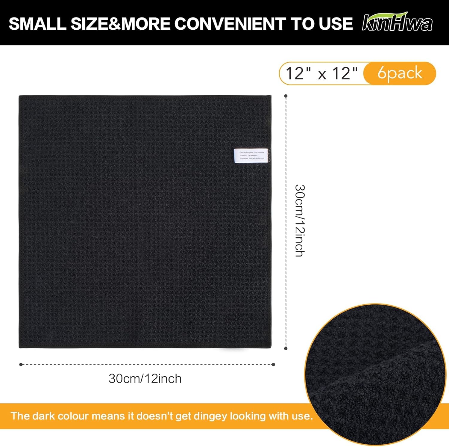 KinHwa Microfiber Dish Cloths Thick Waffle Weave Kitchen Dish Rags Ultra Absorbent Odor Free