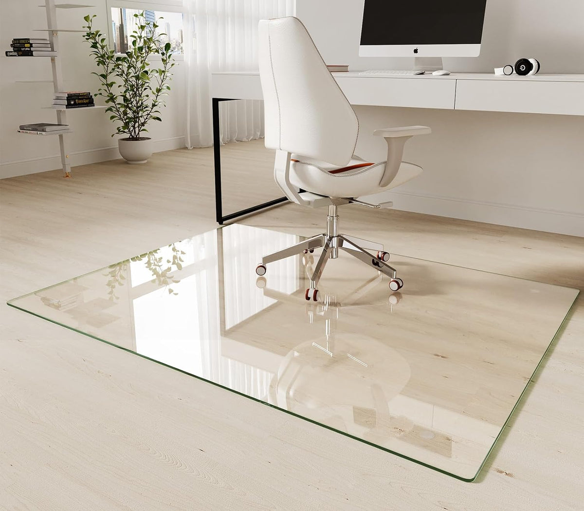Koonmi Tempered Glass Chair Mat 44"x58" - Premium Office Chair Mat for Hardwood Floors & Low-Pile
