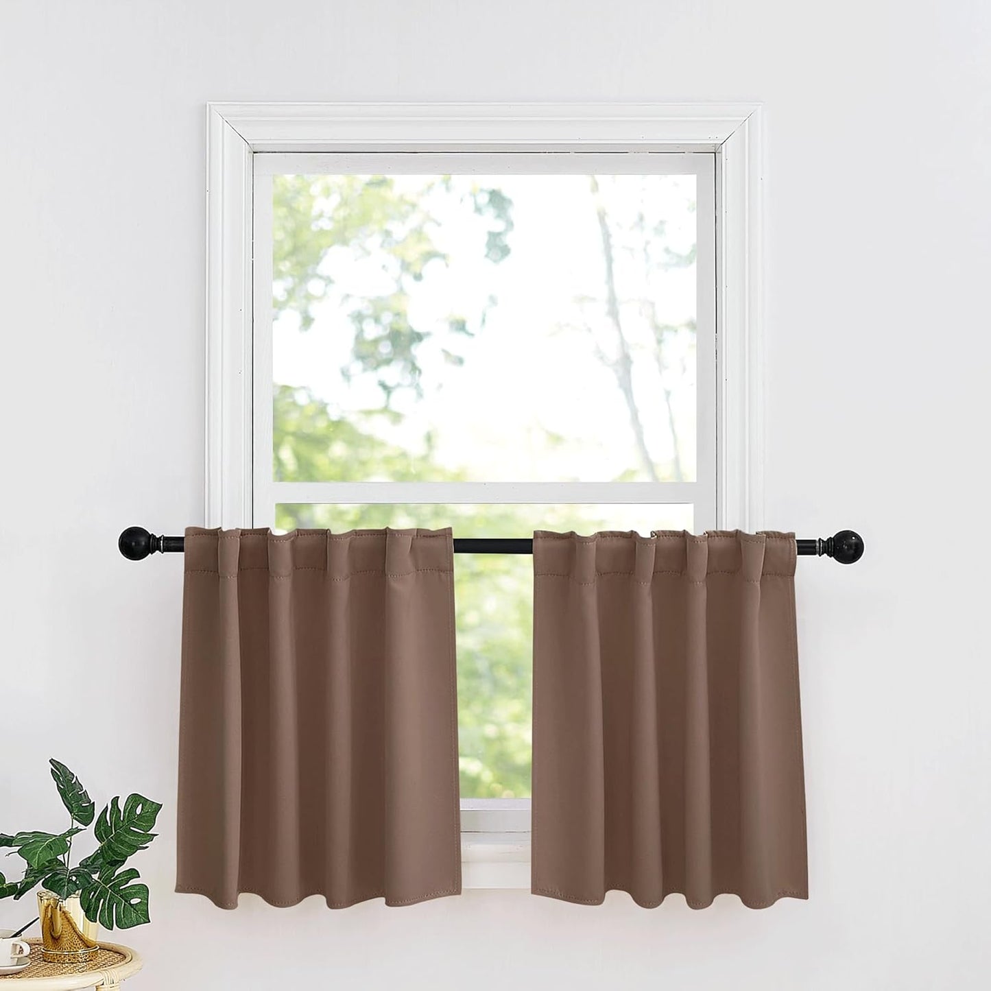 RYB HOME Kitchen Window Curtains - Blackout Privacy Half Window Curtains for Bedroom Bathroom