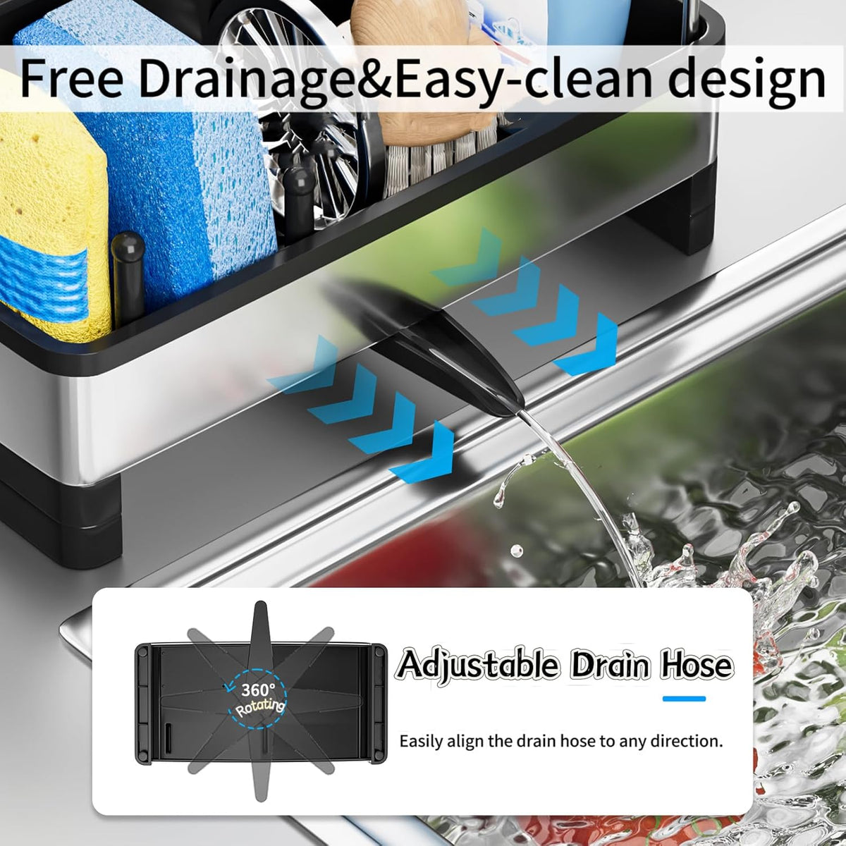 Sponge Holder for Kitchen Sink,Sink Caddy Organizer with Removable Brush Holder,Kitchen Countertop