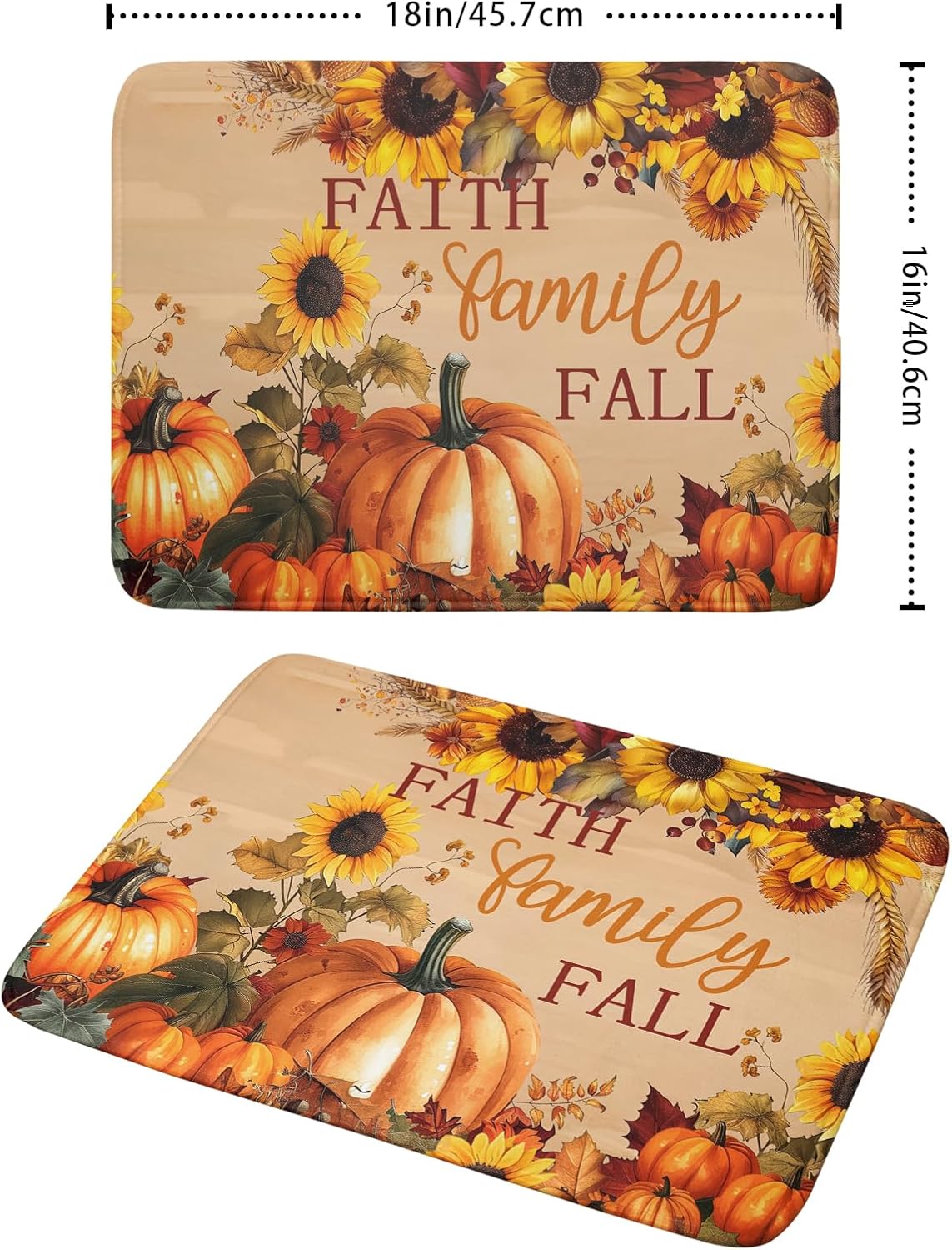 Faith FamilyFall Dish Drying Mat 16X18 Inch Thanksgiving Mats for Kitchen Counter Thanksgiving