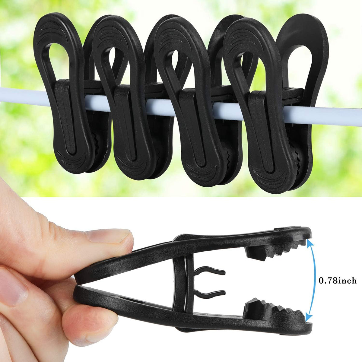 Tinfol Black Plastic Hanger Clips, 24PC Strong Pinch Grip Coat Clips for Skirt Pant Hangers