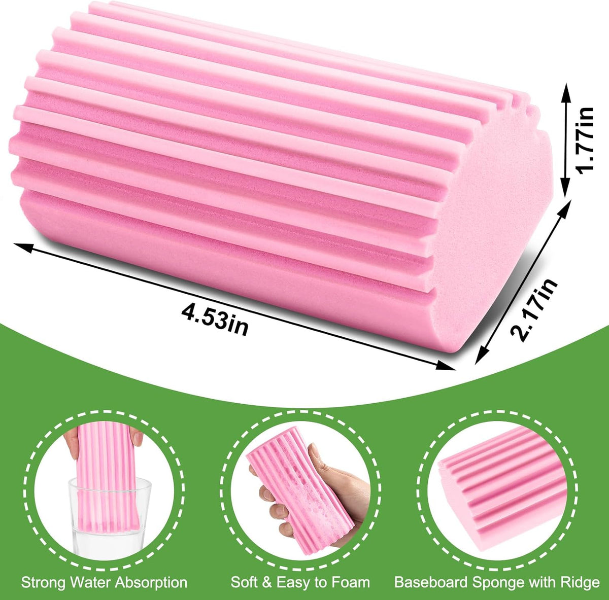 4-Pack Damp Clean Duster Sponge, Sponge Cleaning Brush, Duster for Cleaning Blinds, Glass