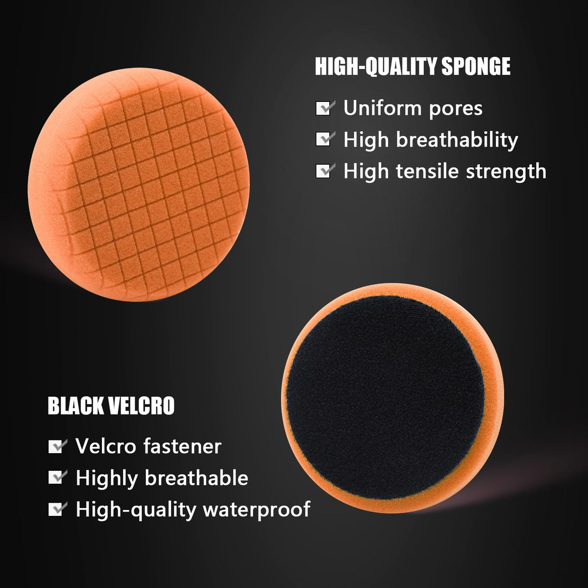 SPTA Orange Light Cut Pad, Buffing Polishing Pads, 1Pc 3.5 Inch Face for 3 Inch 80mm Backing Plate