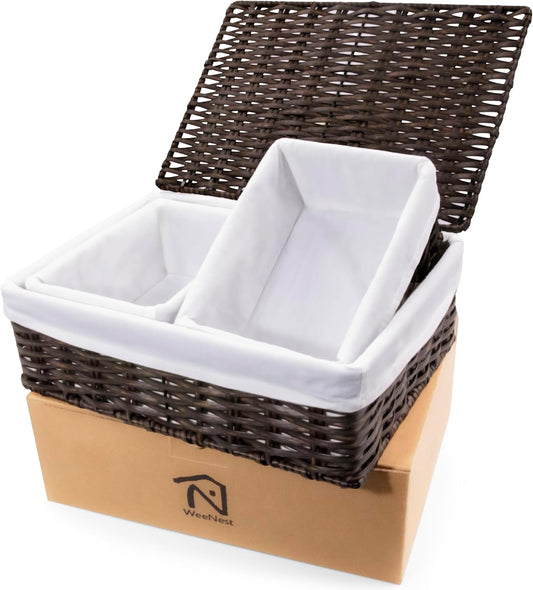 Baskets for Organizing, Undershelf Wicker Storage, Hand Woven Organizer for Closet Organization